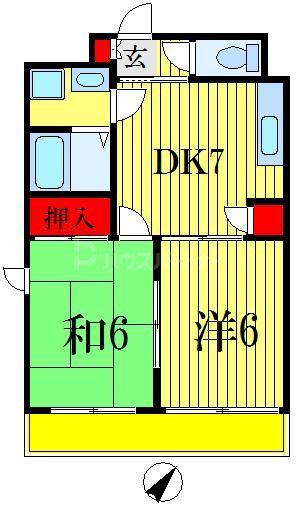 フォルス船橋III(2DK/1階)の間取り写真