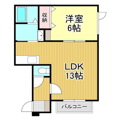 ラ・セレナII(1LDK/2階)の間取り写真