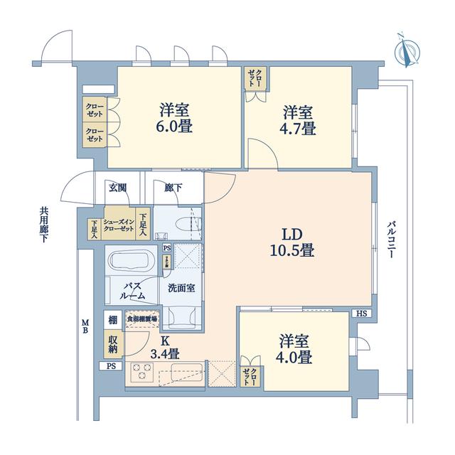 イノバス元住吉(3LDK/3階)の間取り写真