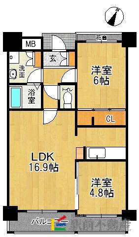 プライムメゾン セントラルパーク(2LDK/2階)の間取り写真