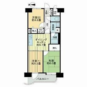 ライオンズマンション北仙台(3DK/2階)の間取り写真