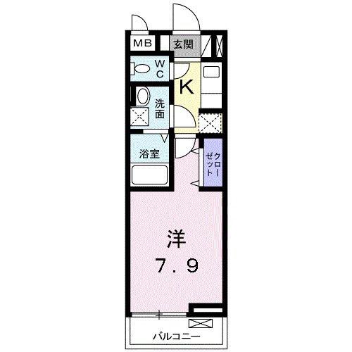 ラスパシオ(1K/2階)の間取り写真