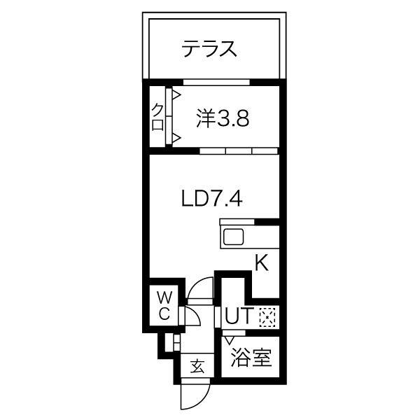 アルファスクエア福住2条(1LDK/1階)の間取り写真