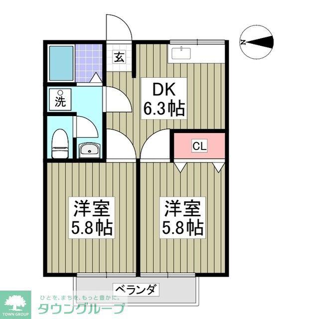 セブンハウス(2DK/1階)の間取り写真