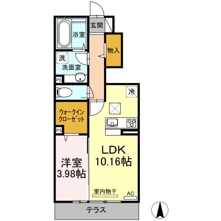 パープルシャイン蒲生(1LDK/1階)の間取り写真