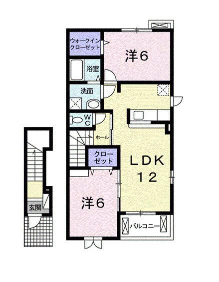ジェントリーII・B(2LDK/2階)の間取り写真