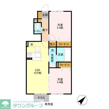 CASA VERDE(2LDK/1階)の間取り写真