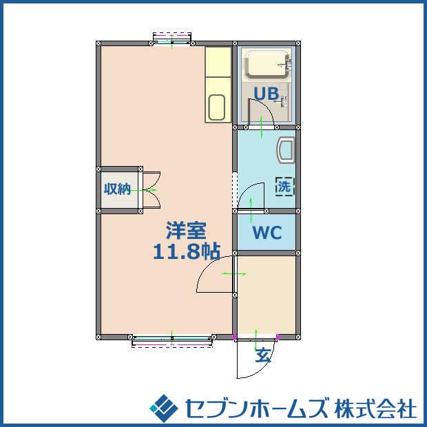 セカンド宮田(ワンルーム/2階)の間取り写真