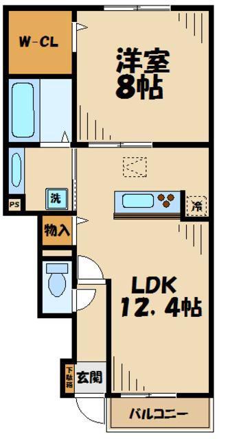 ポートランドAB(1LDK/1階)の間取り写真