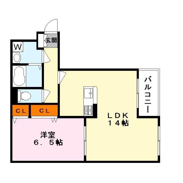 ハートフルM AIM(1LDK/2階)の間取り写真
