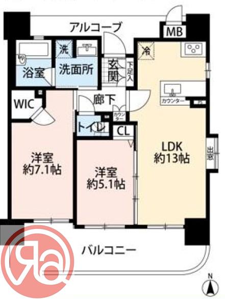 エステムエグゼ心斎橋(2LDK/4階)の間取り写真
