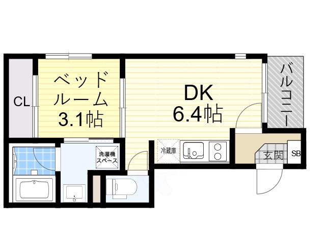 ハーモニーテラス御崎2(1DK/3階)の間取り写真