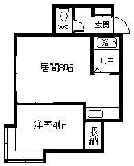 フェリス(1DK/2階)の間取り写真