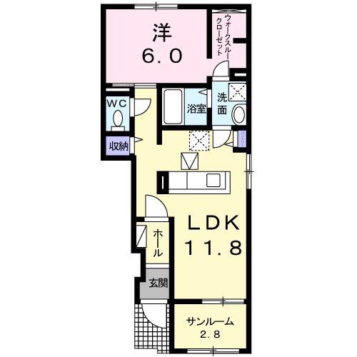 BIORLA M(1LDK/1階)の間取り写真