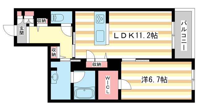 シャーメゾン フェリーチェ(1LDK/2階)の間取り写真