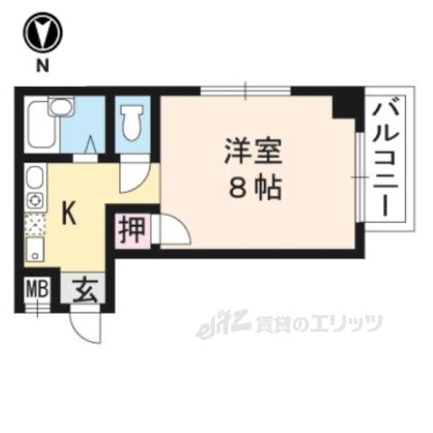 フルール衣笠(1K/3階)の間取り写真