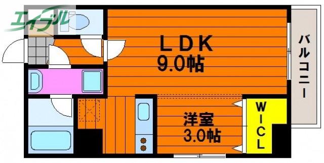 LST表町III(1LDK/8階)の間取り写真