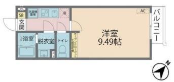 カインドネス大和桜ヶ丘(1K/2階)の間取り写真