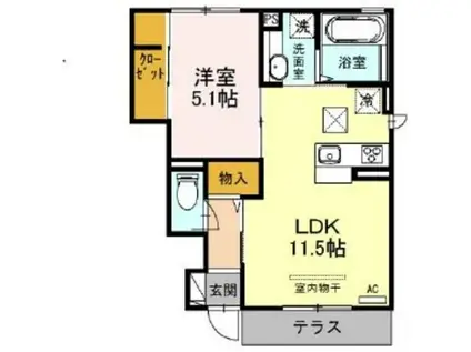 フレシール西大宮Ⅱ(1LDK/1階)の間取り写真