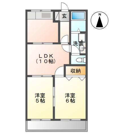 ミルキーWAY(2LDK/2階)の間取り写真