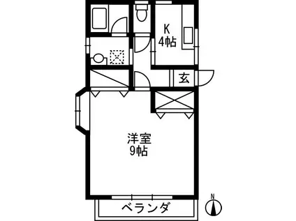 クローバーハウス A(1K/1階)の間取り写真