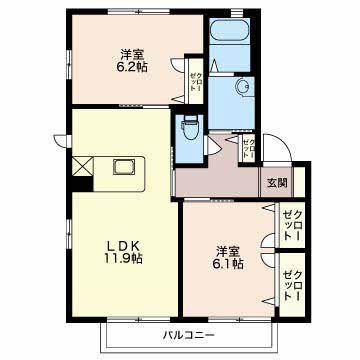 MAST TOWN 愛野 B(2LDK/2階)の間取り写真