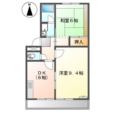 WING香久山A(2DK/2階)の間取り写真