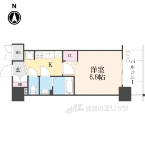 プレサンス THE KYOTO 澄華(1K/6階)の間取り写真