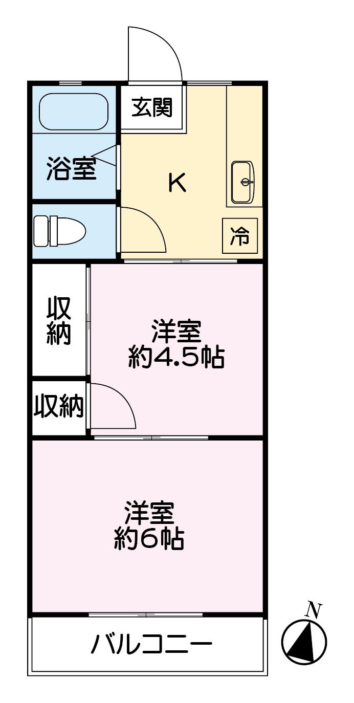 YKフラット(2K/2階)の間取り写真