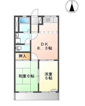 AQUA CITY アクアシティ(2DK/1階)の間取り写真