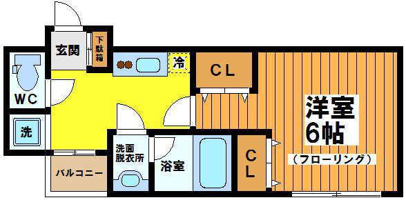 ラック上北沢(1K/2階)の間取り写真