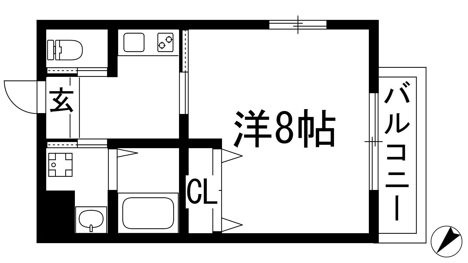 リアコート石橋2(1K/3階)の間取り写真