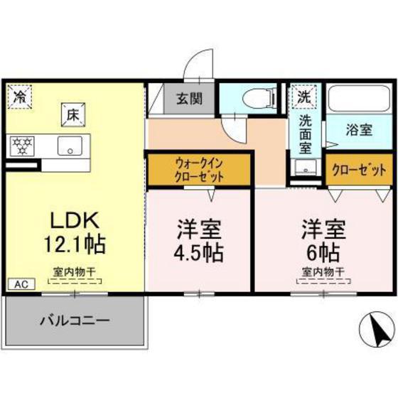セジュールST B棟(2LDK/1階)の間取り写真