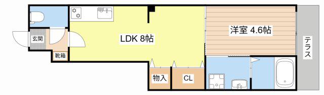 草津市草津3丁目アパート(1LDK/1階)の間取り写真