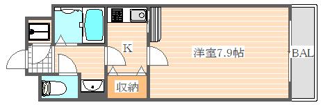 エンクレスト大博通(1K/7階)の間取り写真