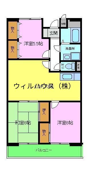 ラフィーネ壱番館(3LDK/1階)の間取り写真