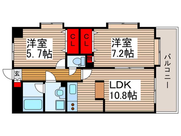 バーディーテラス仲町(2LDK/9階)の間取り写真