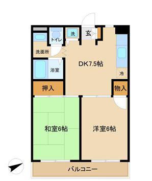 高ひろハイツ(2DK/2階)の間取り写真
