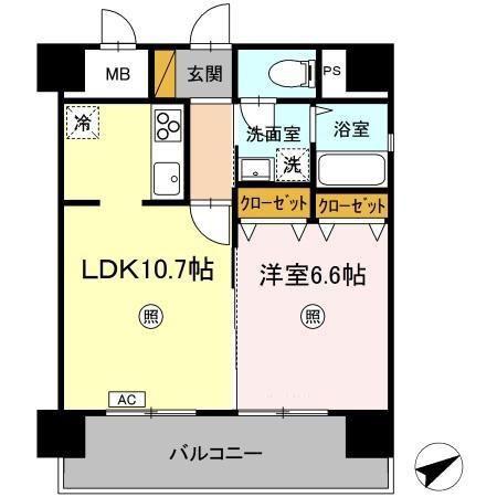 エミネンス大町(1LDK/7階)の間取り写真