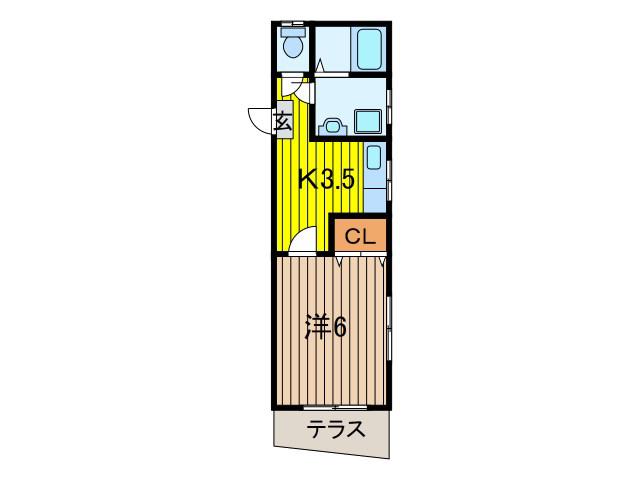 シェルハウスII(1K/2階)の間取り写真