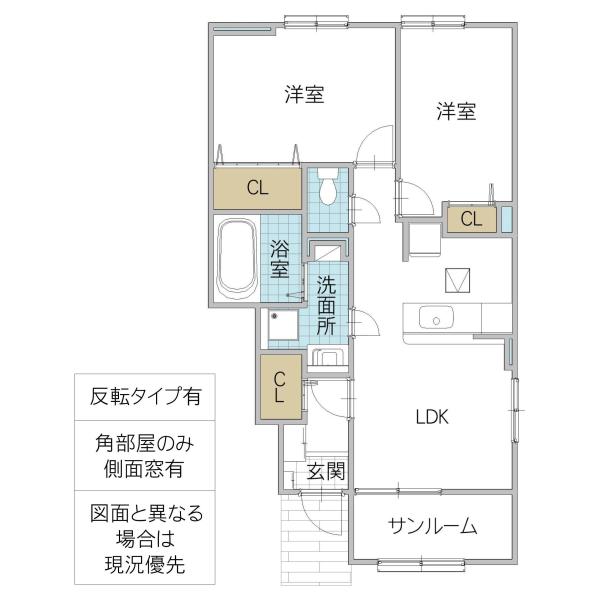 シャルマン若宮 S(2LDK/1階)の間取り写真