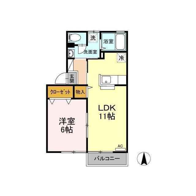 D-ROOMエスポワールサワ(1LDK/1階)の間取り写真