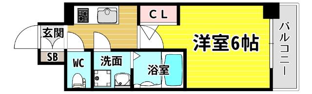エスリード弁天町クレール(1K/11階)の間取り写真