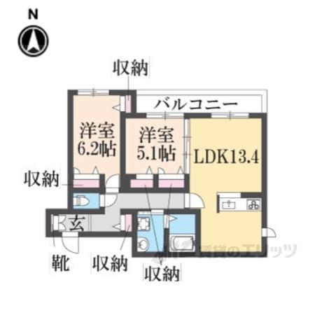 ハニーコナ(2LDK/1階)の間取り写真