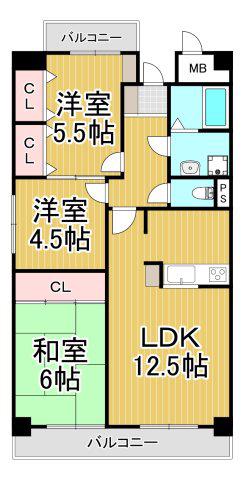 エクセルコートTOMATSU(3LDK/2階)の間取り写真