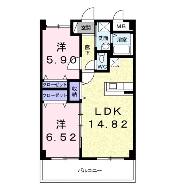 ザ・グレイス・シグマ(2LDK/5階)の間取り写真