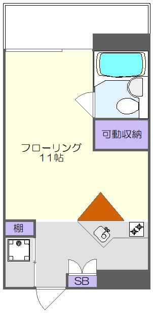 CURVE6(ワンルーム/2階)の間取り写真