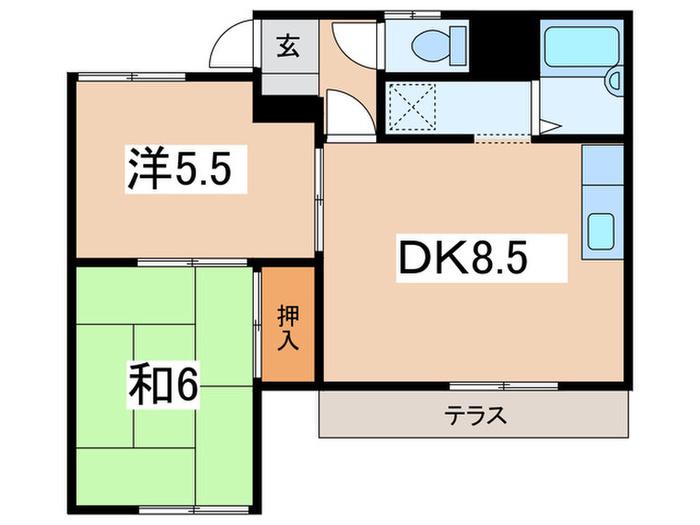 コーポ木村(2DK/1階)の間取り写真