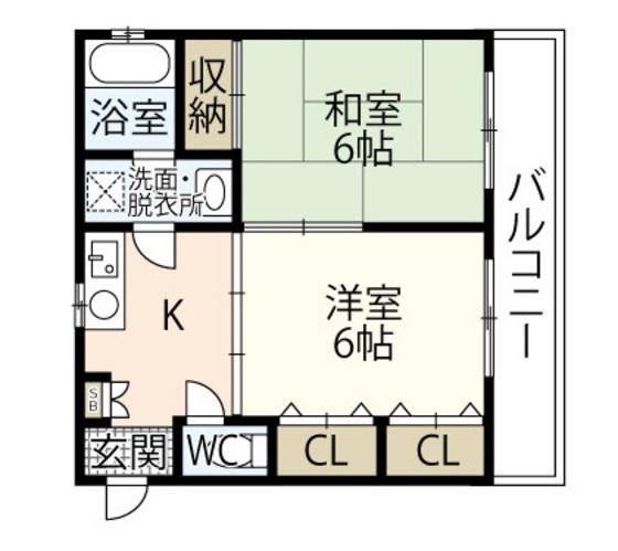 ニューホライズン松本(2K/5階)の間取り写真