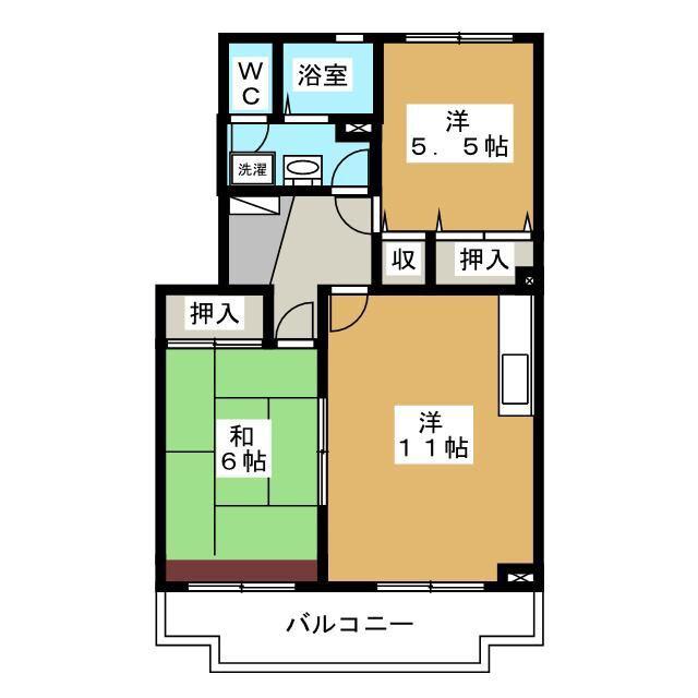 サンルミエール(2LDK/1階)の間取り写真